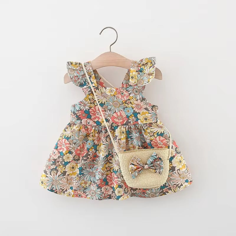 BloomBelle – Summer Ruffle Dress & Bag Set for Little Girls