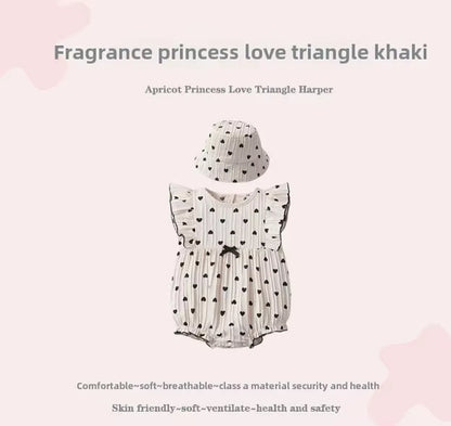 LittleRoyalty™ Baby Girl Summer Jumpsuit Set – Princess Style with Matching Hat